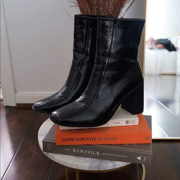 Nasty Gal Shoes - Nasty Gal Square Toe Patent Ankle Boots
